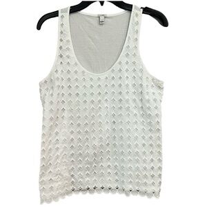 J. Crew Women's M White Polka Dot Lace Tank Top Sleeveless Casual​​